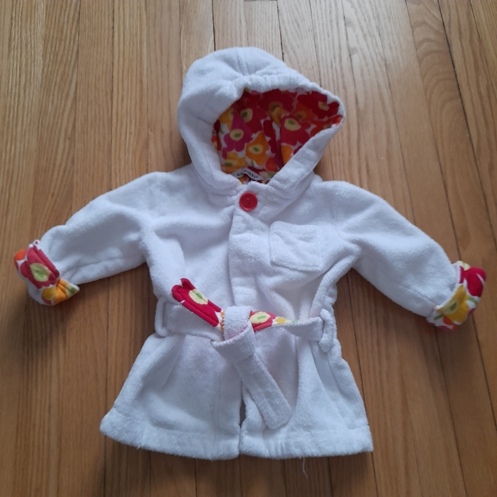 Marimekko White Doll Robe with Floral Accents